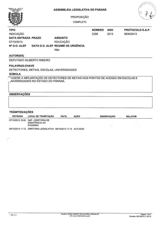 Proj 487 dep_ gilberto_ribeiro - Deputado Gilberto Ribeiro