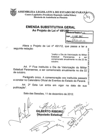 Proj 491 -_dep_gilberto_ribeiro - Deputado Gilberto Ribeiro