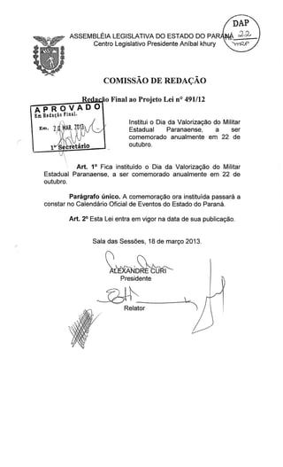 Proj 491 -_dep_gilberto_ribeiro - Deputado Gilberto Ribeiro