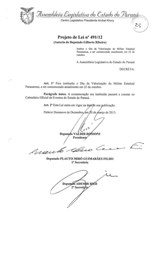 Proj 491 -_dep_gilberto_ribeiro - Deputado Gilberto Ribeiro