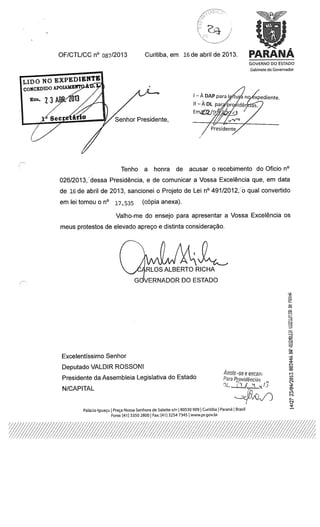 Proj 491 -_dep_gilberto_ribeiro - Deputado Gilberto Ribeiro