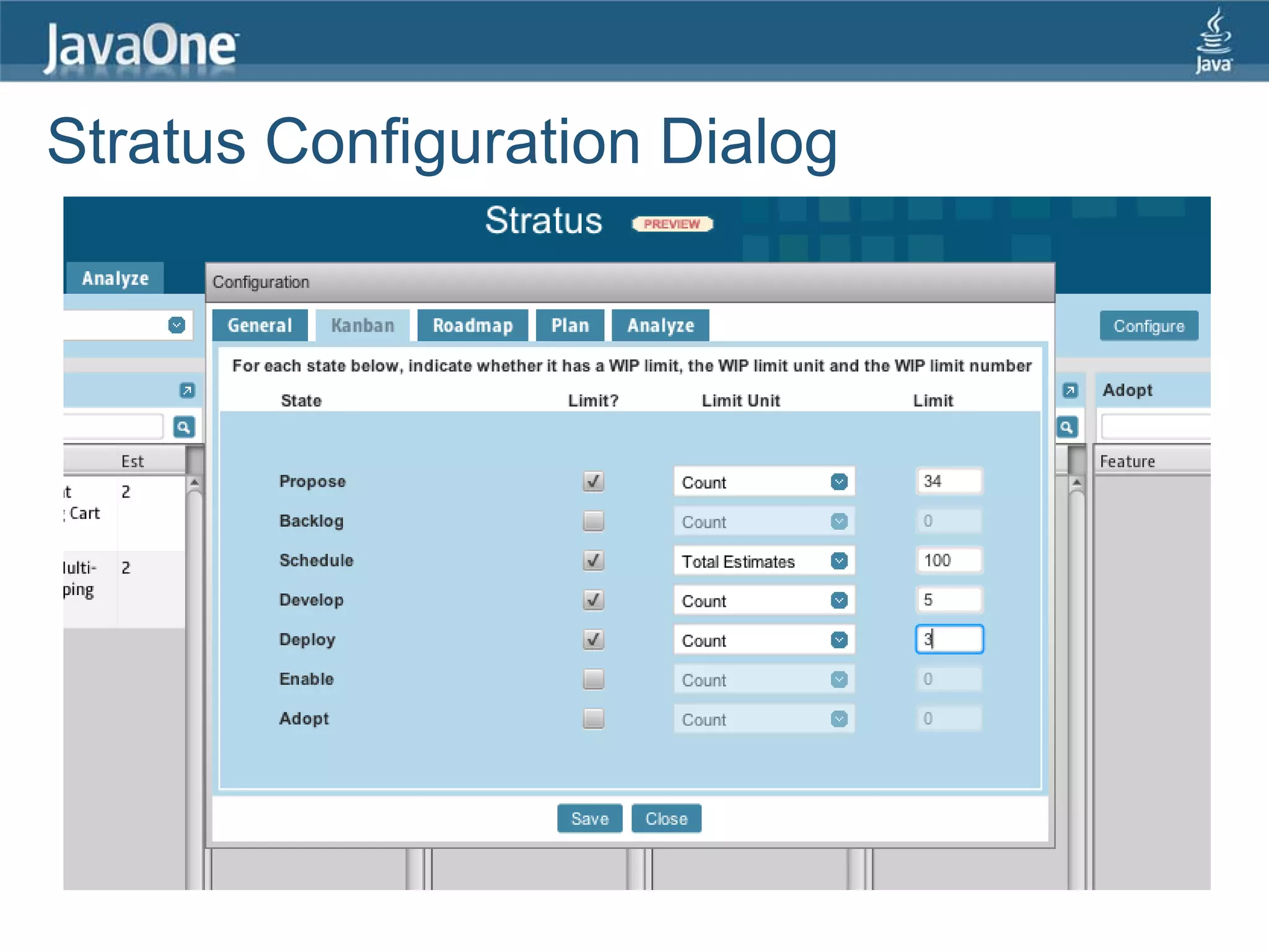 Stratus Configuration Dialog
 