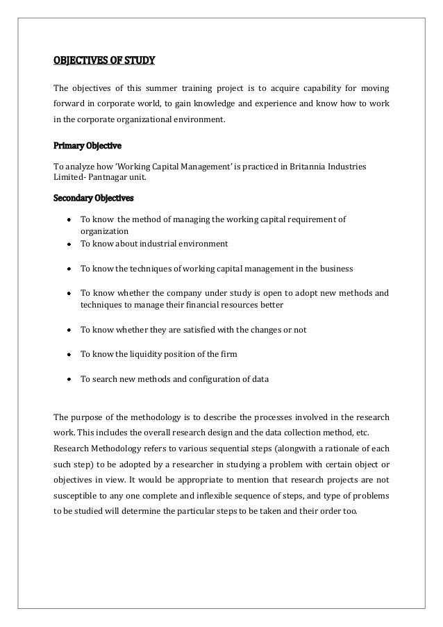 Rationale of the study of working capital