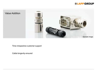 Time irrespective customer support
Cable longevity ensured
Value Addition
Sample image
 