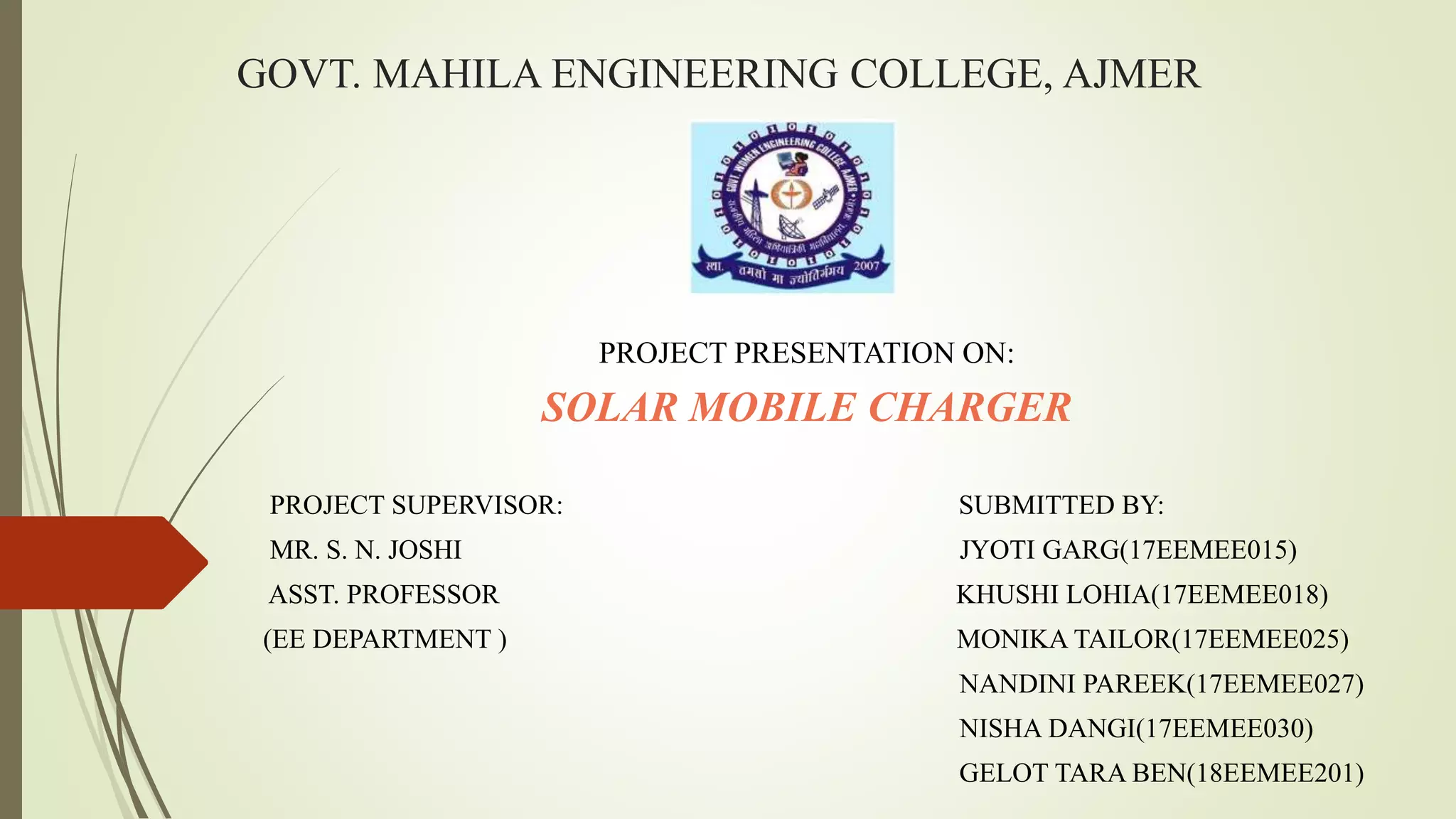 solar mobile charges PPT