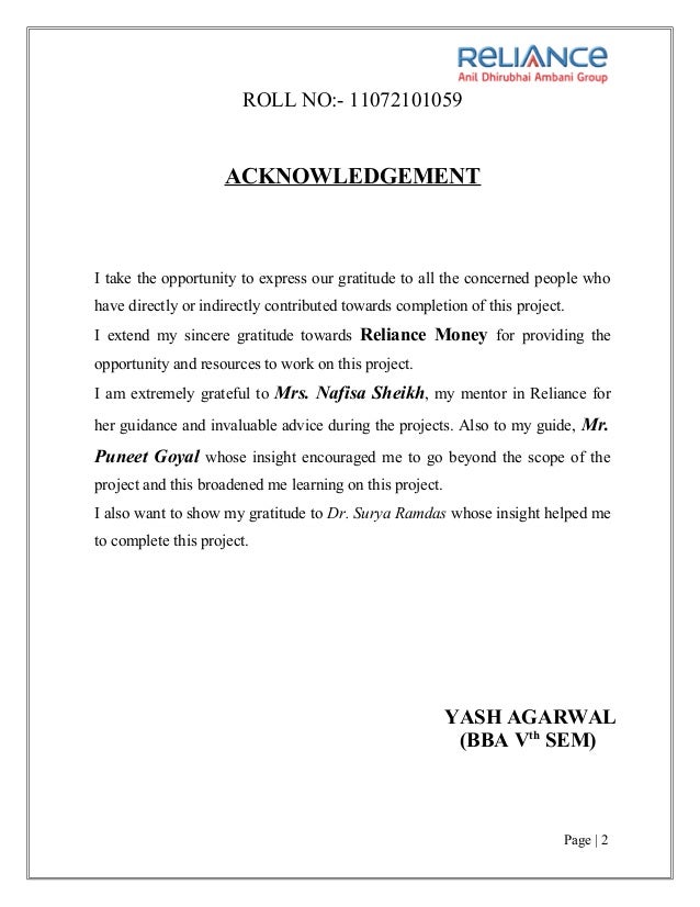 Projec Report On Training And Development Project From