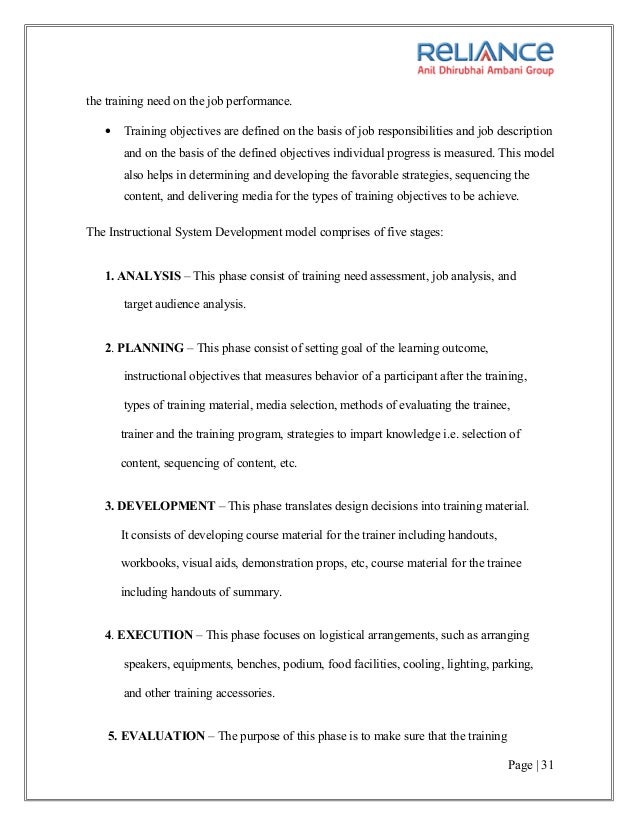 on job training objectives