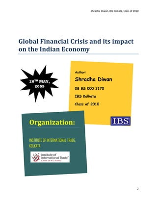 Global Financial Crisis and its Impact on the Indian Economy | PDF