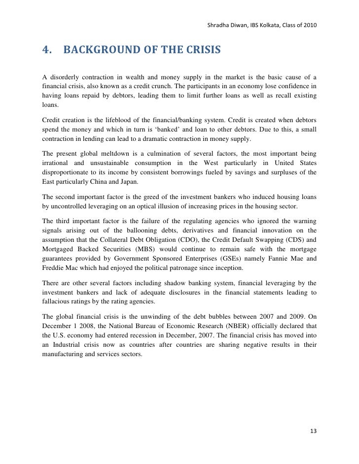 Research papers on financial crisis in india