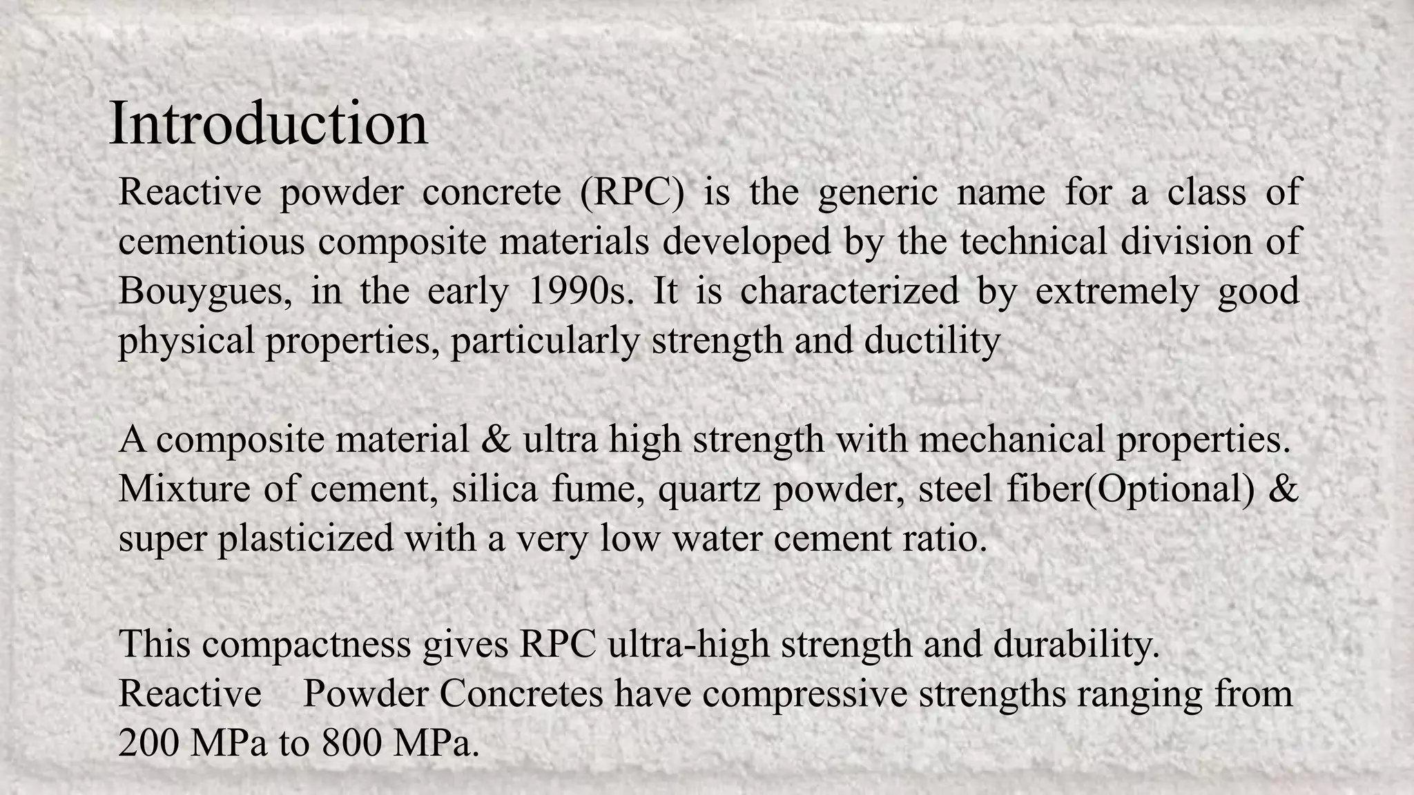 Reactive Powder Concrete project | PPTX