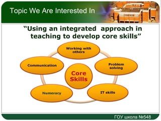Topic We Are Interested In “ Using an integrated  approach in teaching to develop core skills” 