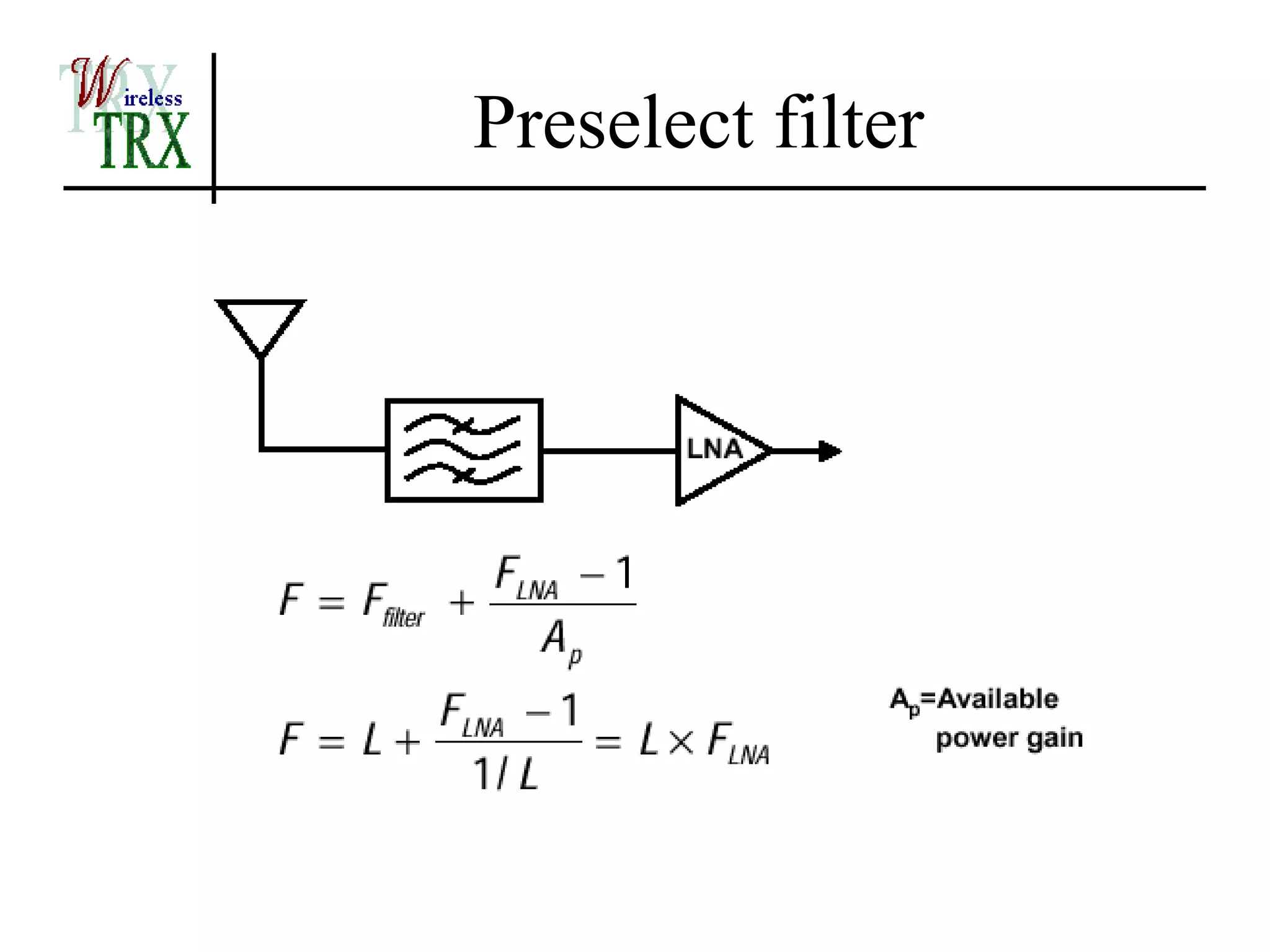 Preselect filter
 