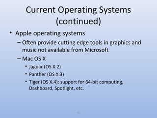 35
Workgroup Operating Systems
• Windows Server
• UNIX
• NetWare
• Red Hat Linux
• Mac OS X Server
 