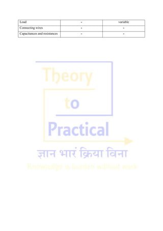 Load - variable
Connecting wires - -
Capacitances and resistances - -
 