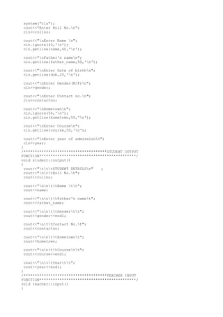 Student teacher database management | TXT