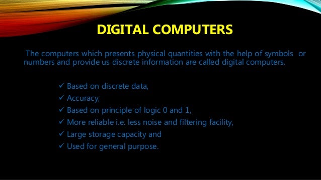 Types of Computer on the basis of work
