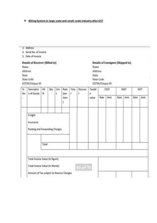 BillingSystemin large scale and small-scale industryafterGST
 