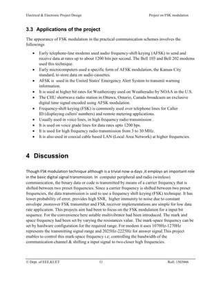 Frequency Shit Keying(FSK) modulation project report | PDF