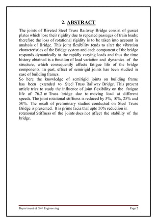 project report on truss bridge | PDF