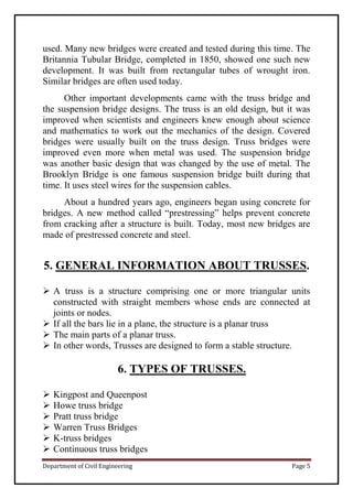 project report on truss bridge | PDF