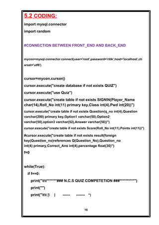 Computer Science investigatory project for class XII | DOCX