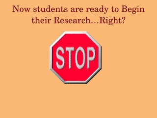 Now students are ready to Begin their Research…Right?     