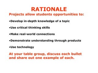Project Rational Inatative Examples Project Based Learning Ppt For Oct 20 And 22nd | PPT