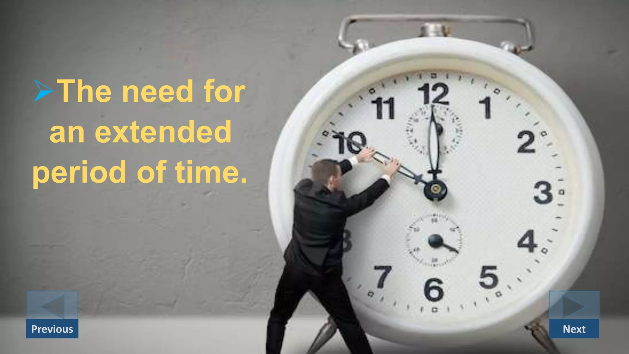 The need for
an extended
period of time.
NextPrevious
 