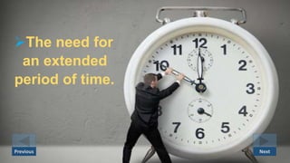 The need for
an extended
period of time.
NextPrevious
 