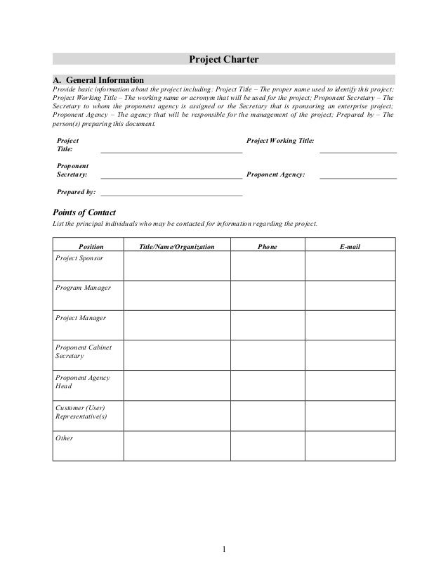 project charter milestones example