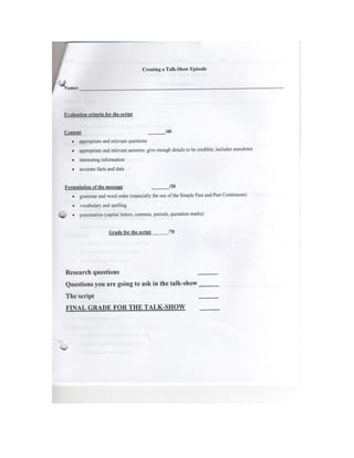 Project creating a talk show episode