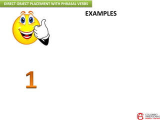 EXAMPLES
DIRECT OBJECT PLACEMENT WITH PHRASAL VERBS
 