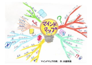 p.42 Project Facilitation by Kenji Hiranabe is licensed under a Creative Commons Attribution 3.0 Unported License.マインドマップの例：　作：水越明哉	
 
