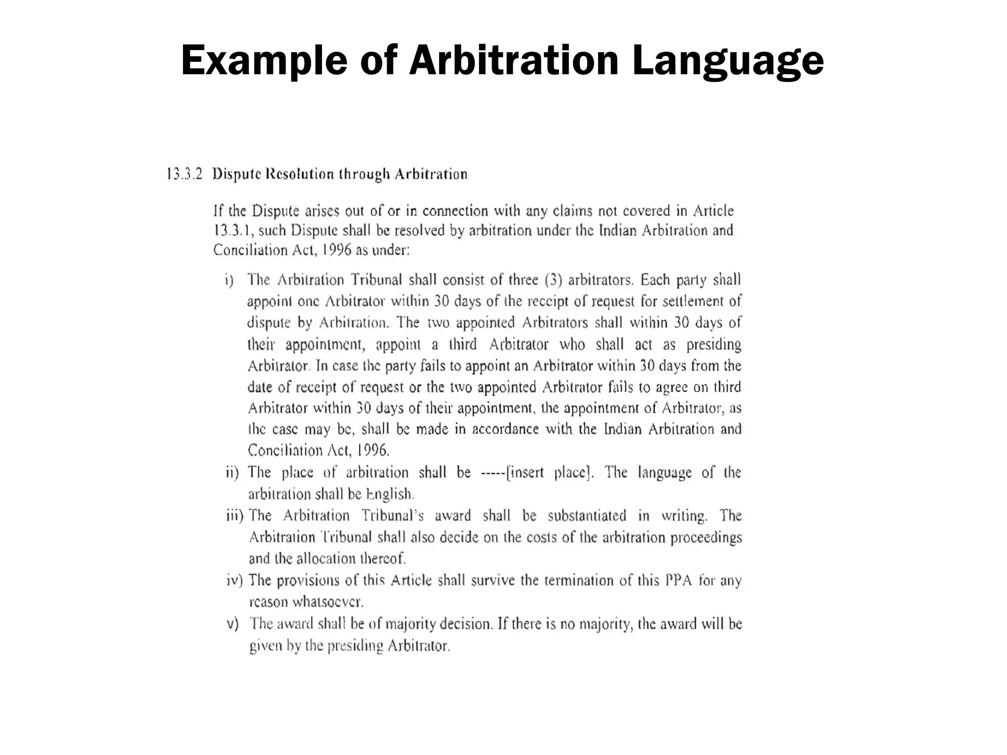 Example of Arbitration Language
 