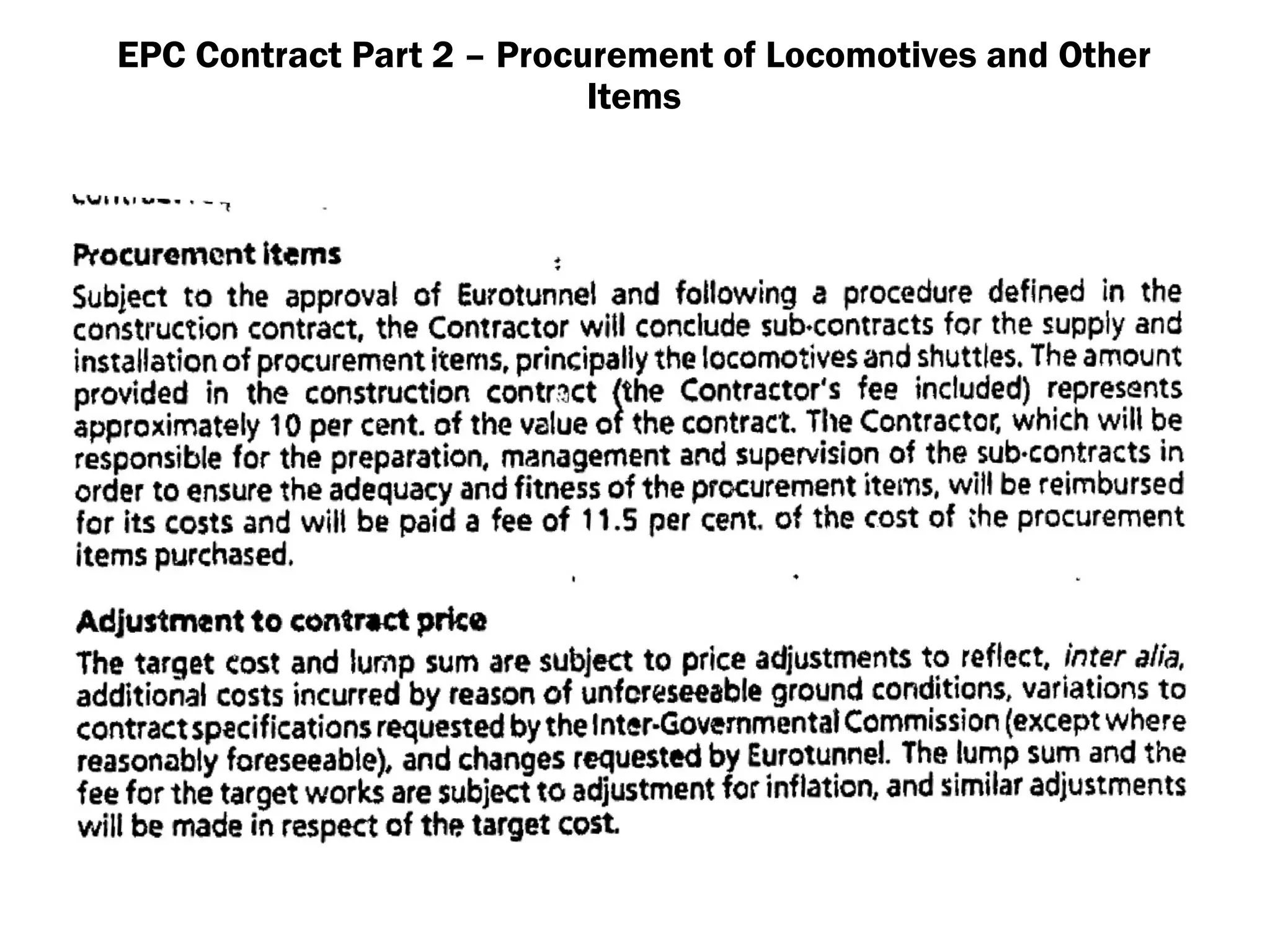 EPC Contract Part 2 – Procurement of Locomotives and Other
Items
 