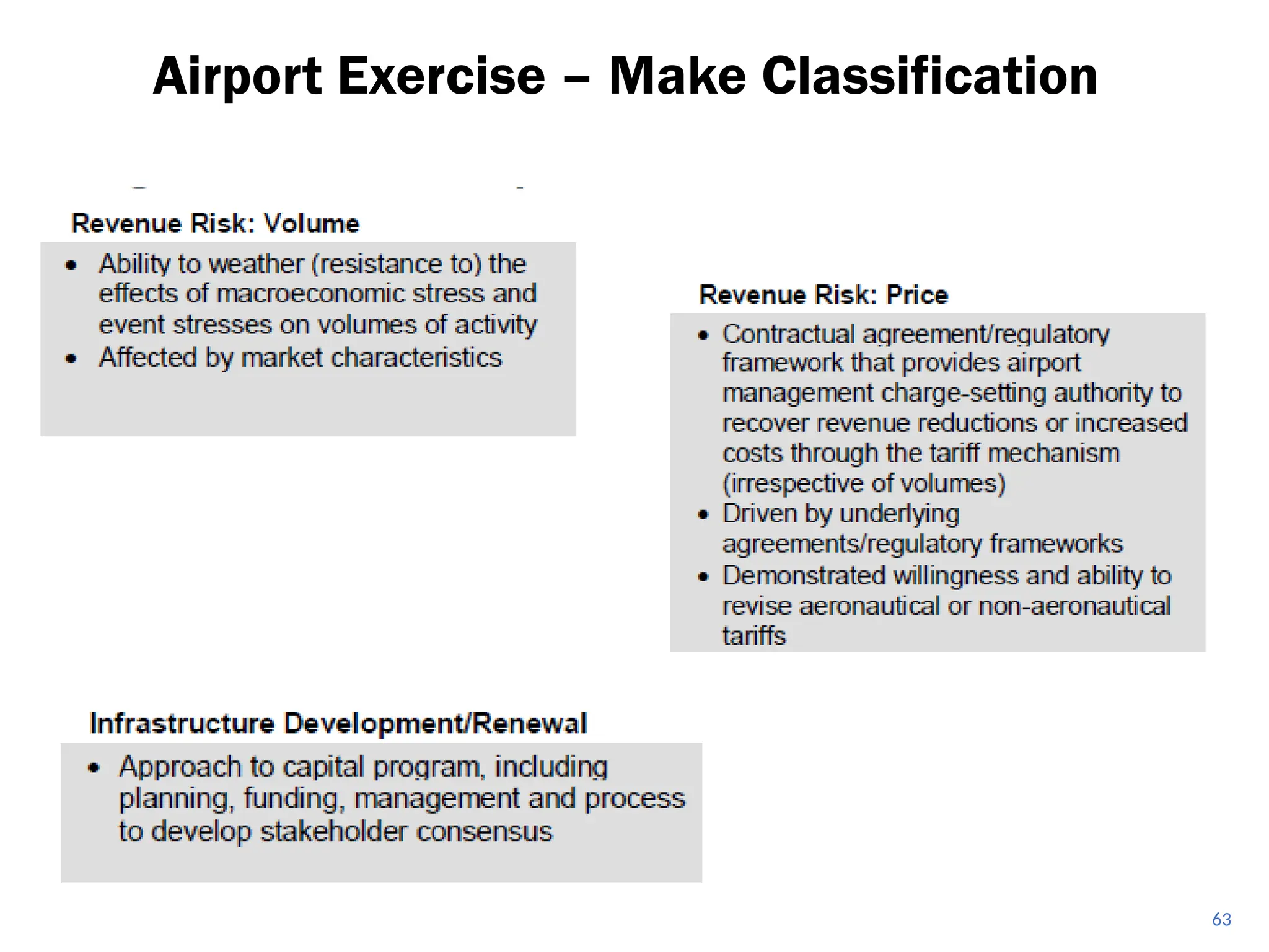 Airport Exercise – Make Classification
63
 