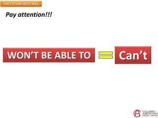 THE FUTURE WITH WILL
Pay attention!!!
Can’tWON’T BE ABLE TO
 