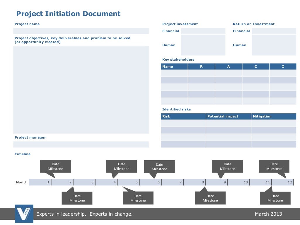 Project initiation document and project tracking templates