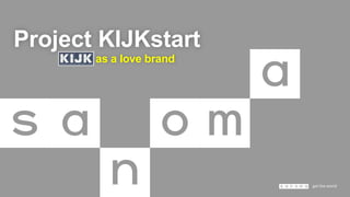 Project KIJKstart
as a love brand
 