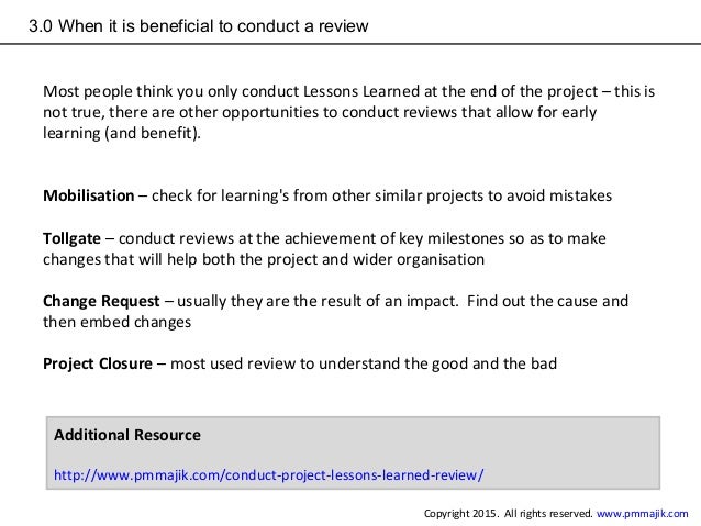 How to conduct a project lessons learned review
