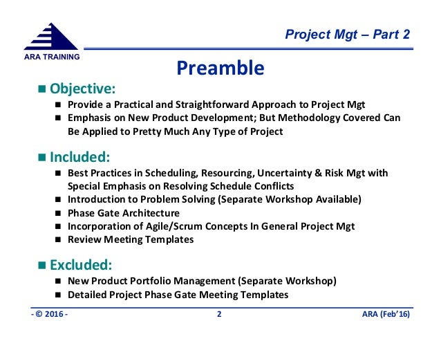 project management cookbook part 2 ara feb16 ara form simplicity