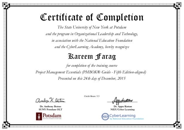 Project management essentials Certificate