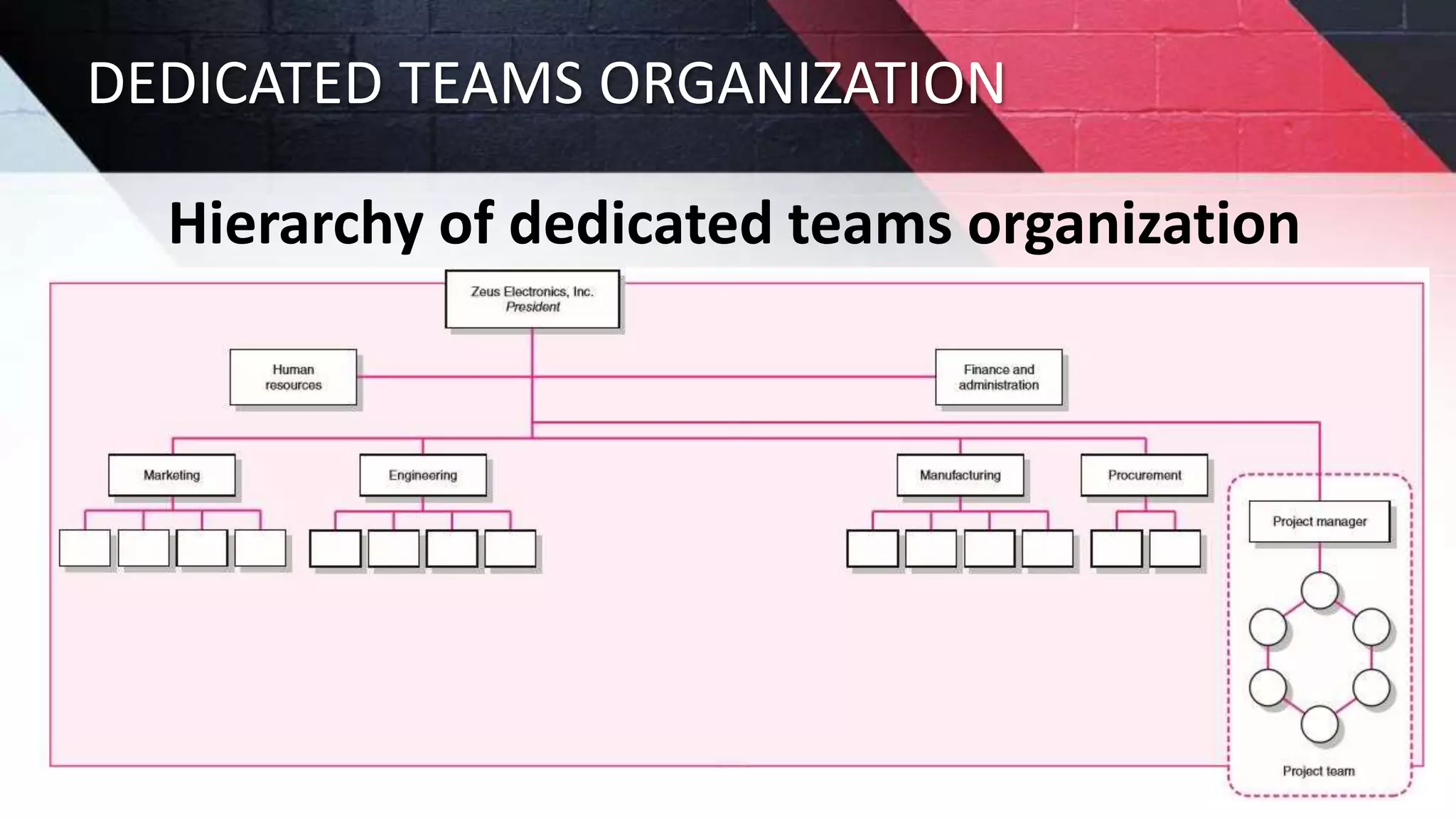 DEDICATED TEAMS ORGANIZATION
Hierarchy of dedicated teams organization
 