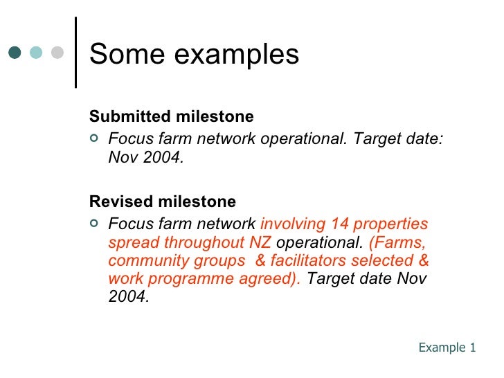 examples of project milestones