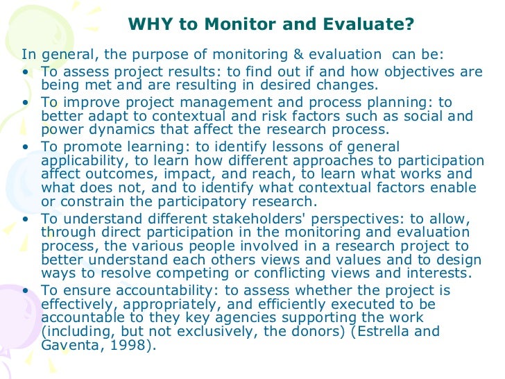 Monitoring and Evaluation, Sample of Research papers dissertation monitor evaluate project