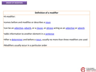 C17 U10 Project order of modifiers. | PPTX