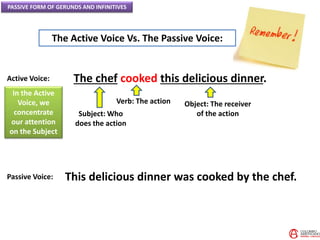 C16 U7 Project passive form of gerunds and infinitives. | PPTX