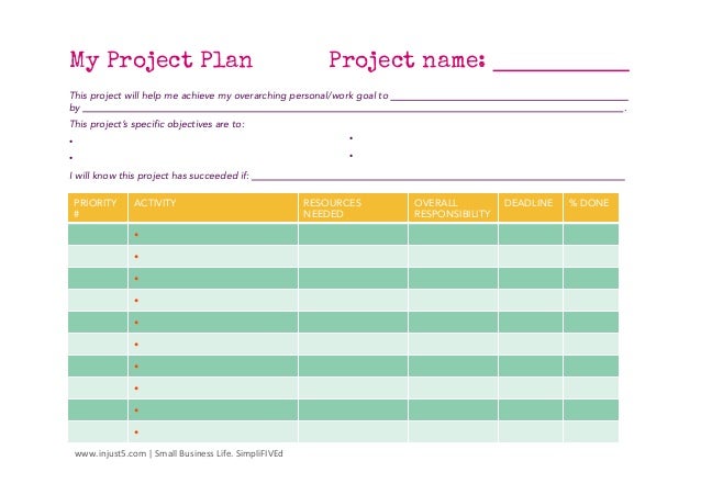 small business project plan template template project plan