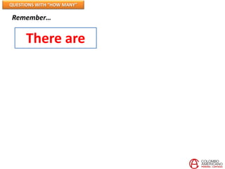 QUESTIONS WITH “HOW MANY”

Remember…


      There are
 