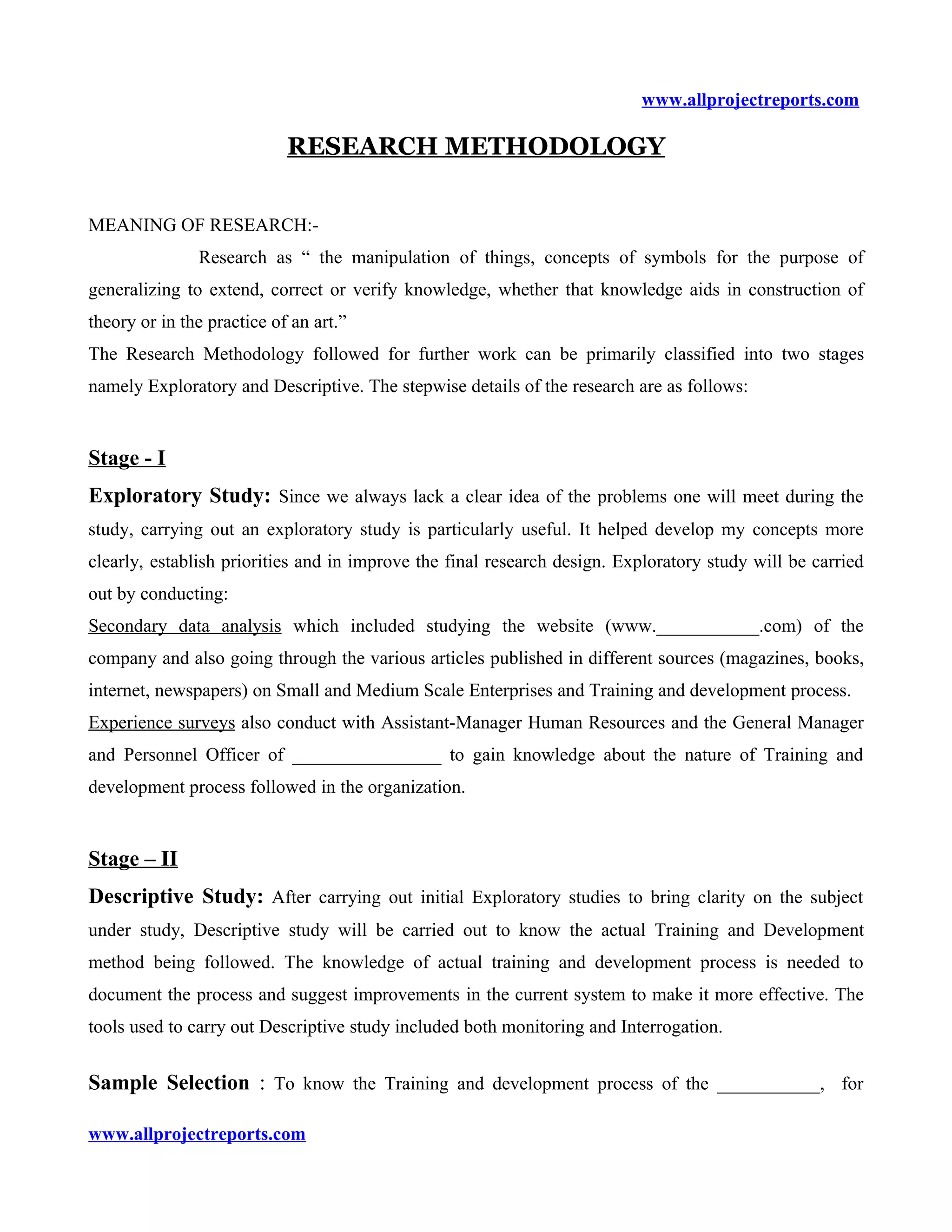 Project Report Employees Training Development Pdf